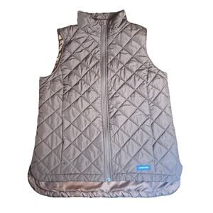 Lands' End Classic Quilted Brown Vest Wm S 6/8, Pockets, Full Zip Cabin Timeless